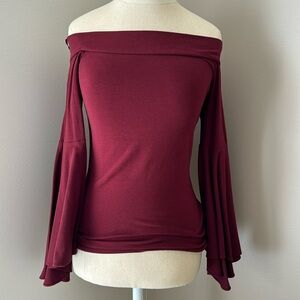 Express off the shoulder trumpet sleeve top